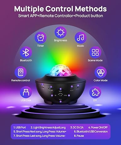 ✨ Smart Galaxy Projector – Starry Night Light with Bluetooth Speaker & APP Control ✨